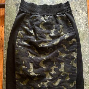 Anthropologie Maeve Camo Jacquard Pencil Skirt Size 8
